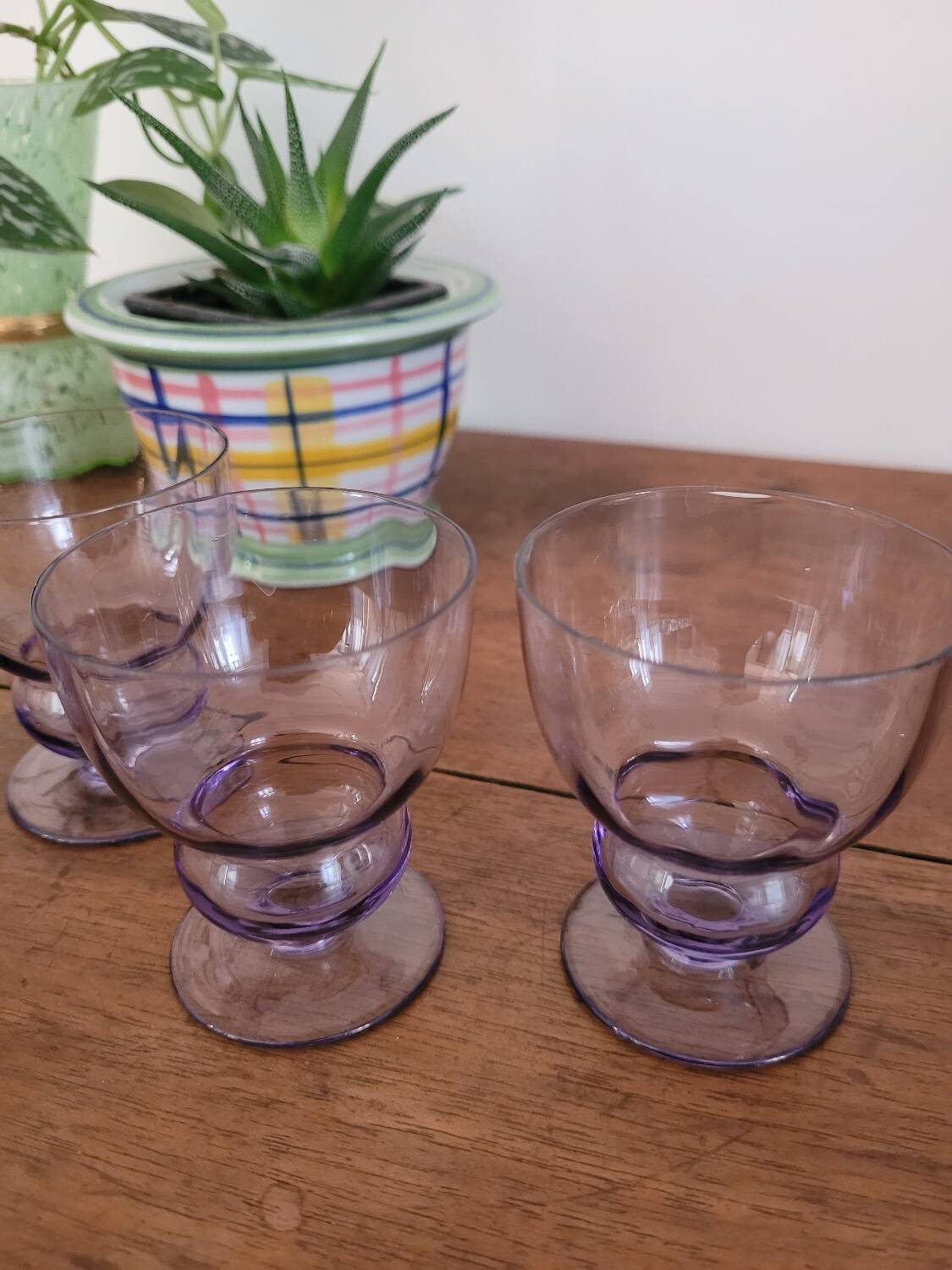 Set of 4 small purple glasses