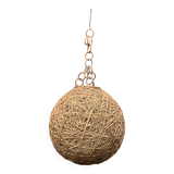 Vintage rope and rattan ball pendant light - 36 cm
