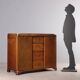 Antique mahogany commode with brass details, 4 drawers, 20th century.