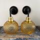 Pair of vintage sconces in electrified golden glass to nine