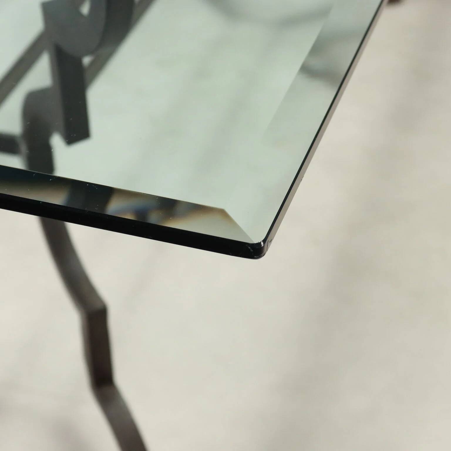 Table ancienne en verre et fer forgé, Italie, XXe siècle