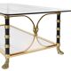 Brass and metal coffee table with two glass tops.