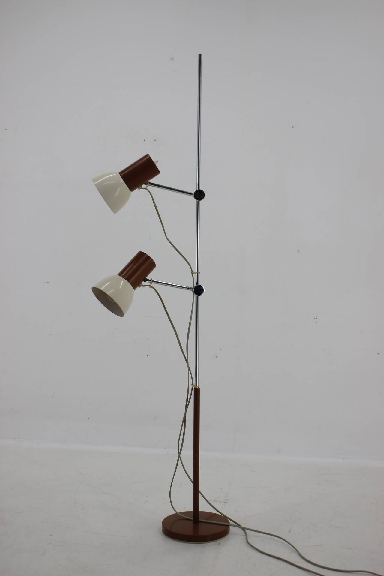 1970s chrome & metal adjustable floor lamp, czechoslovakia