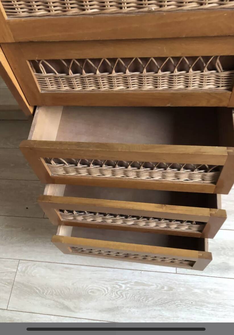 Commode /Chiffonnier bois et rotin