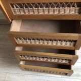 Chest of drawers / chest of drawers in wood and rattan