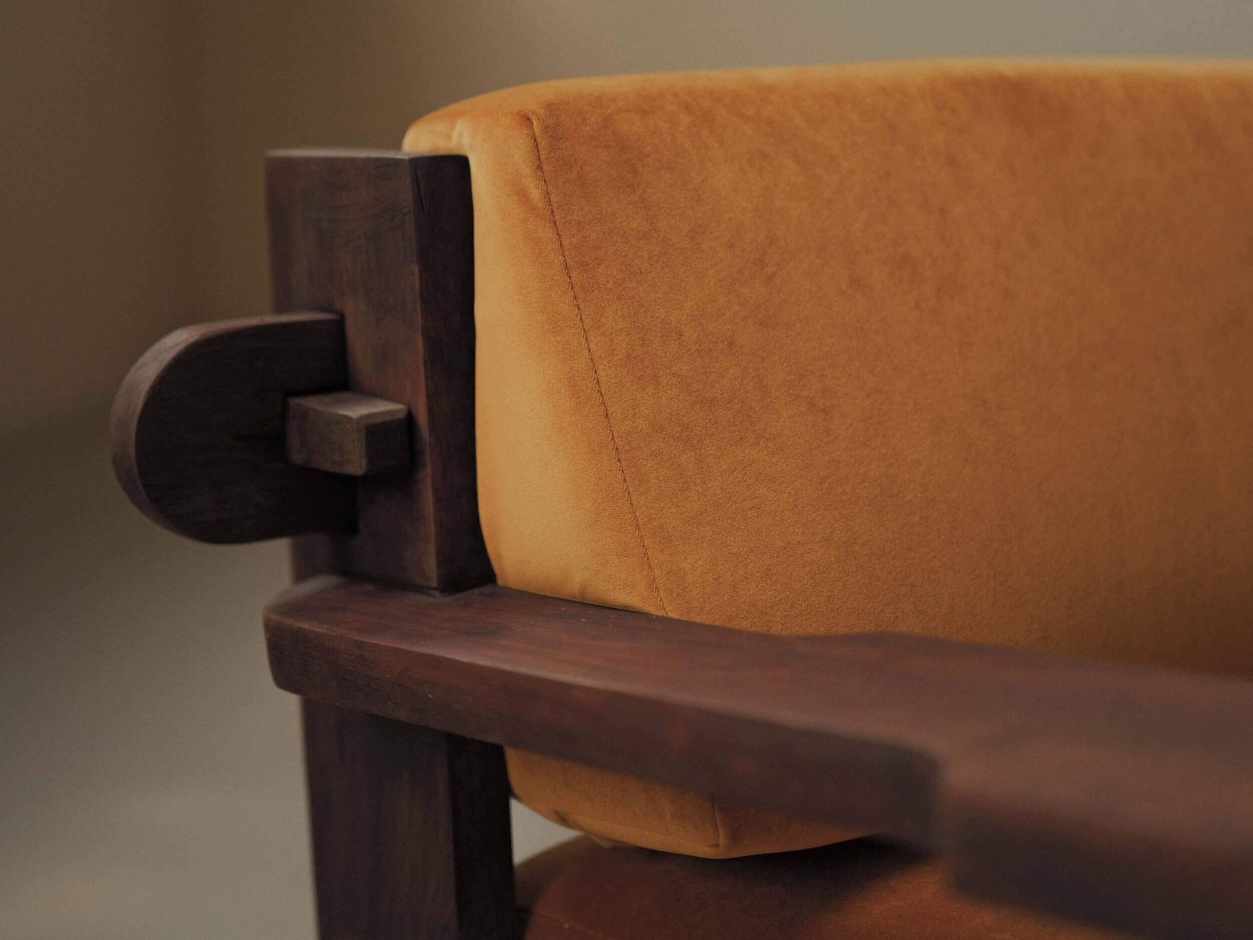Pair of architect's armchairs in solid wood, France, circa 1970.
