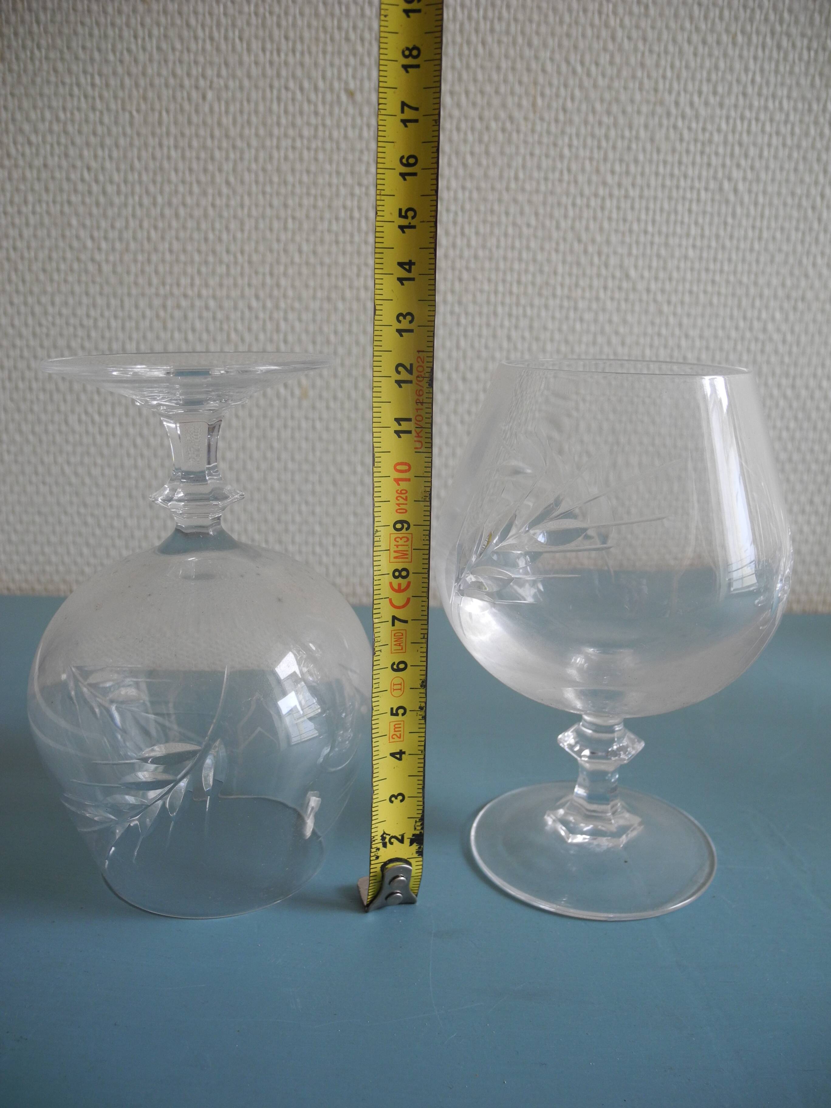 6 vintage French crystal glasses Fleury Arques cognac glasses