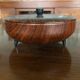 Metal candy box with gold interior wood effect