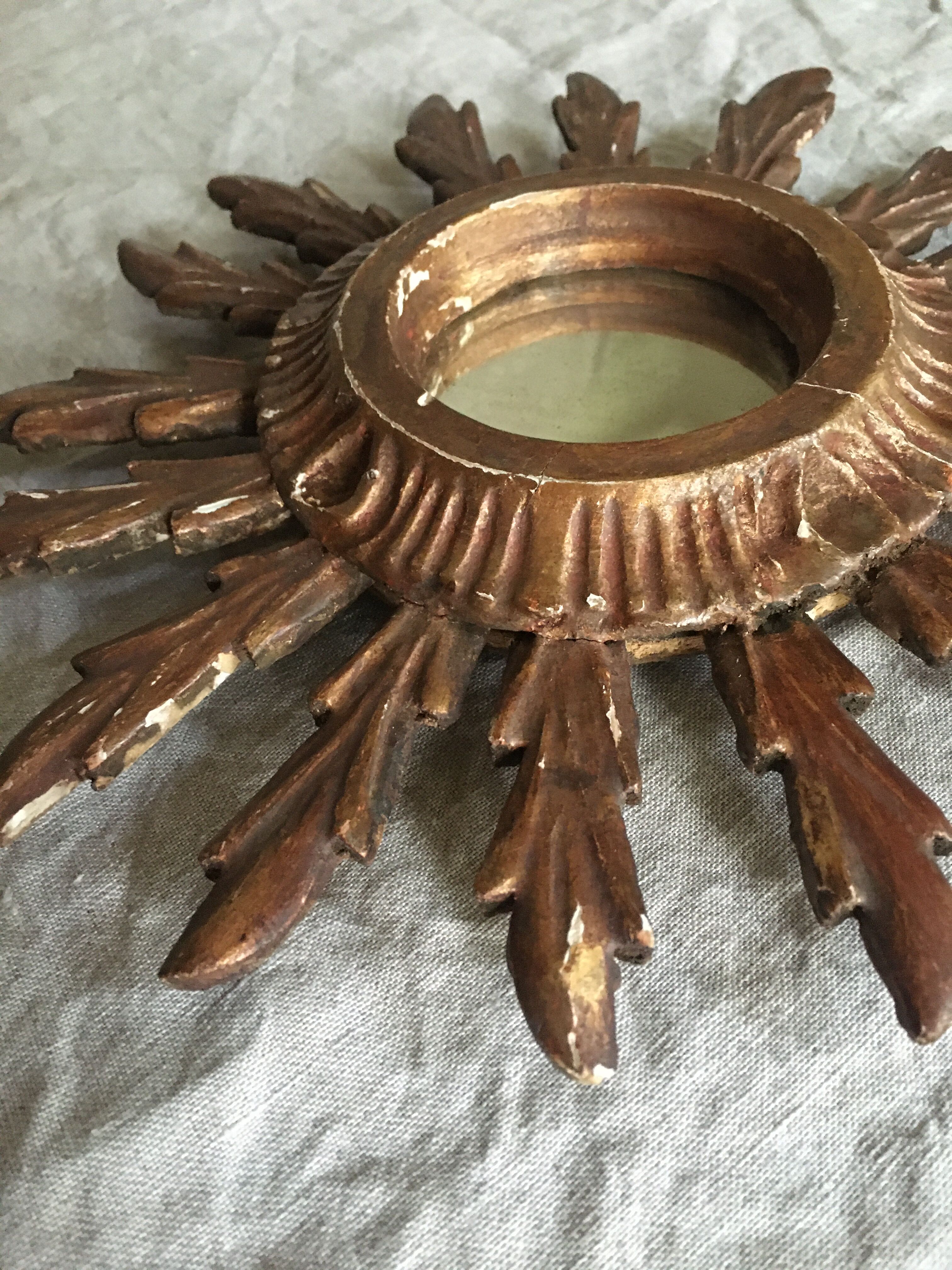 Gilded wood sun mirror, 60s