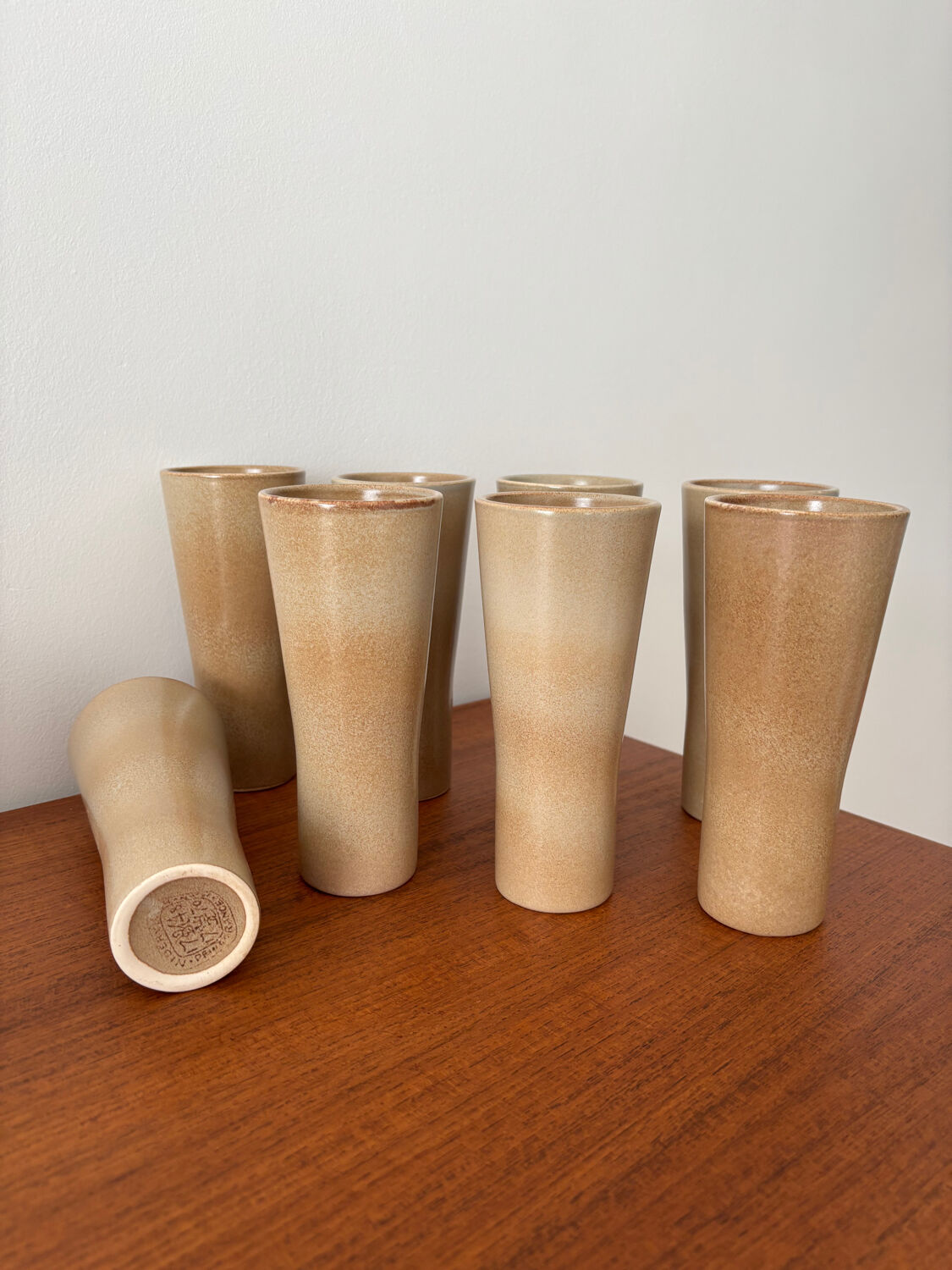 Set of large glazed stoneware cups from Niderviller – vintage tableware