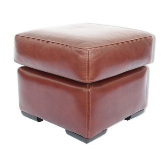 Brown leather pouf