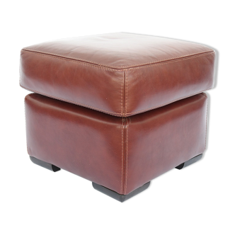 Pouf en cuir marron