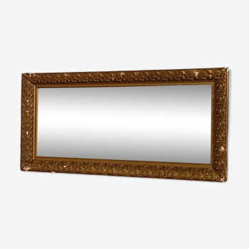 Miroir cadre bois plâtre stuc dorée 70x34cm