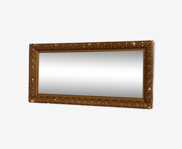 Miroir cadre bois plâtre stuc dorée 70x34cm