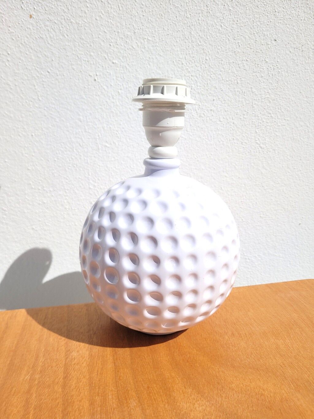 Vintage golf ball lamp base, white ceramic "Monteuse"