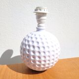 Vintage golf ball lamp base, white ceramic "Monteuse"