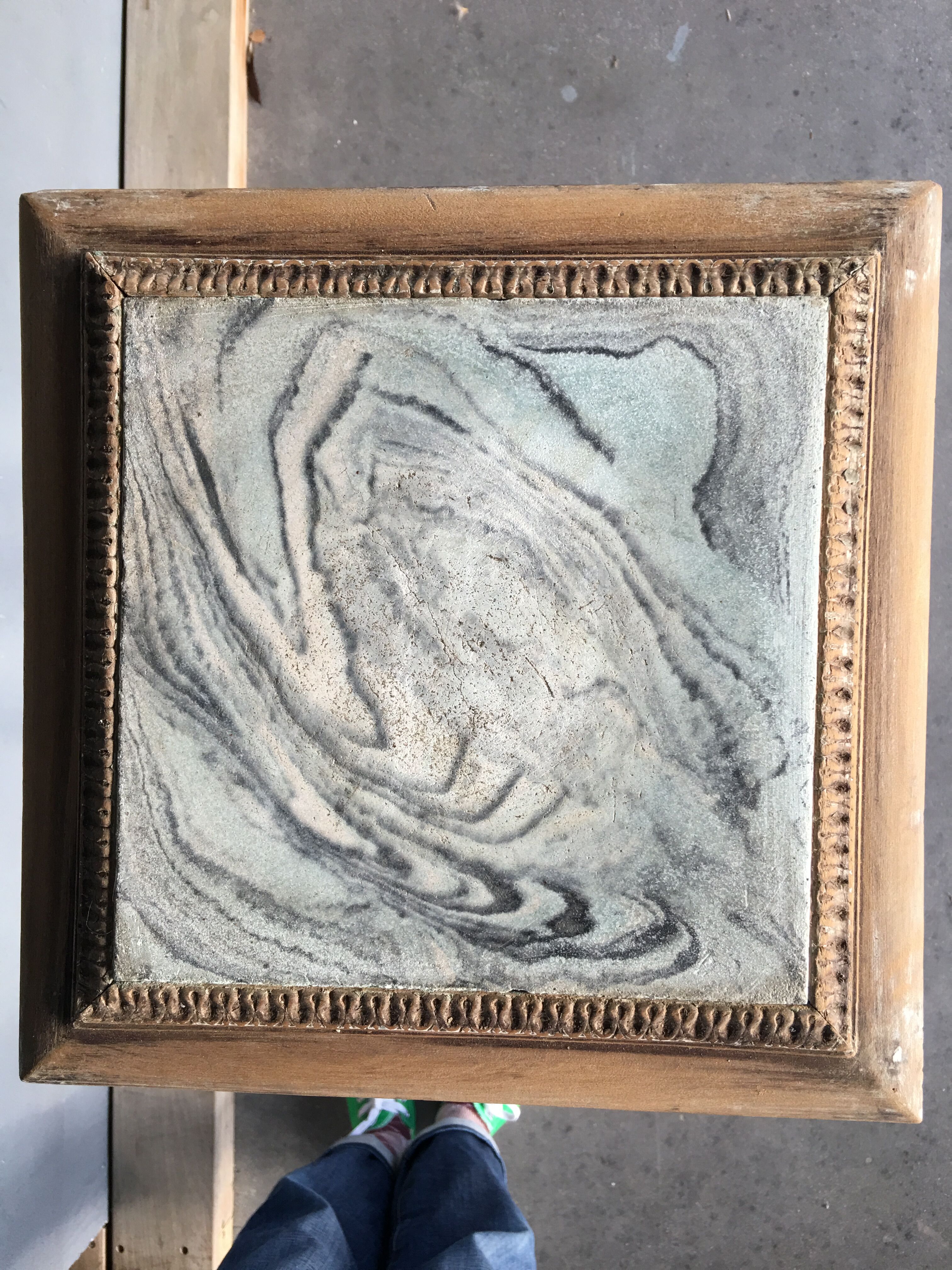 Wood and ceramic side table, 1930