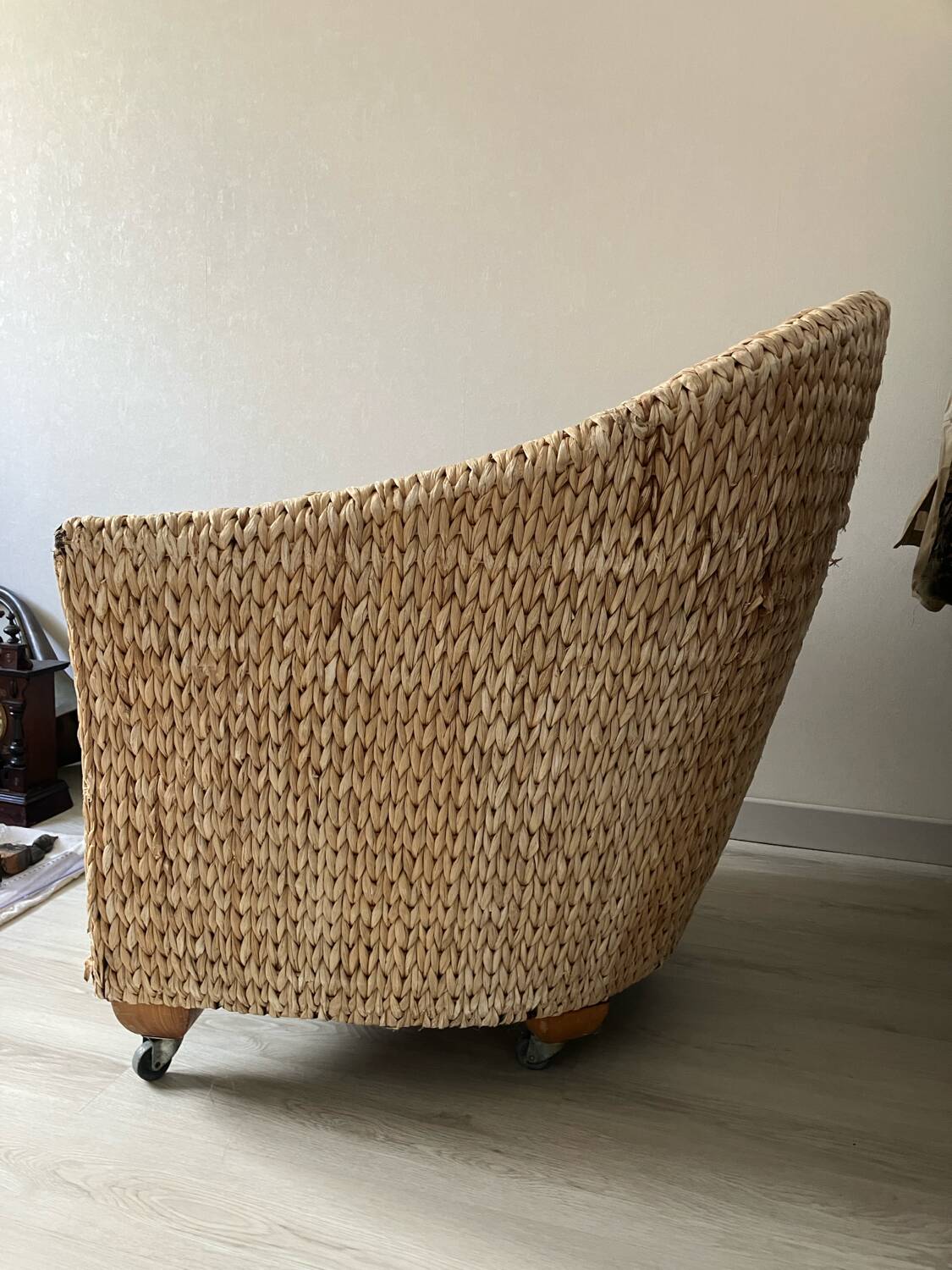 Chair made of woven banana leaves