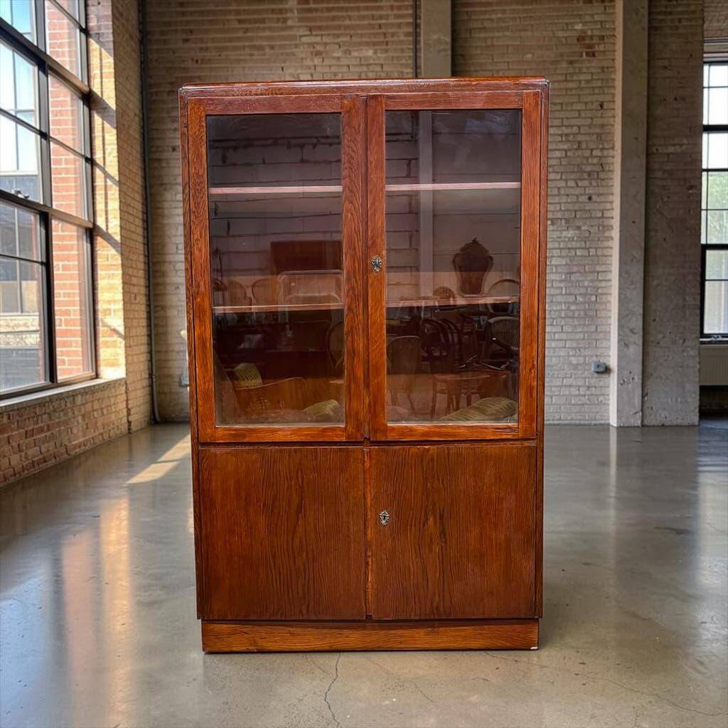 Vintage wooden shallow pharmacy cabinet/laboratory cabinet.