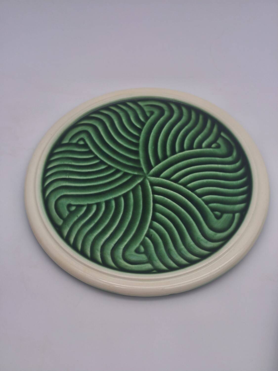 Set of green trivets Sarreguemines – Vintage ceramic
