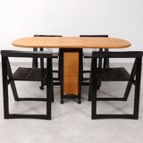 4 Trieste folding chairs with storrage table - Aldo Jacober for A. Bazzani