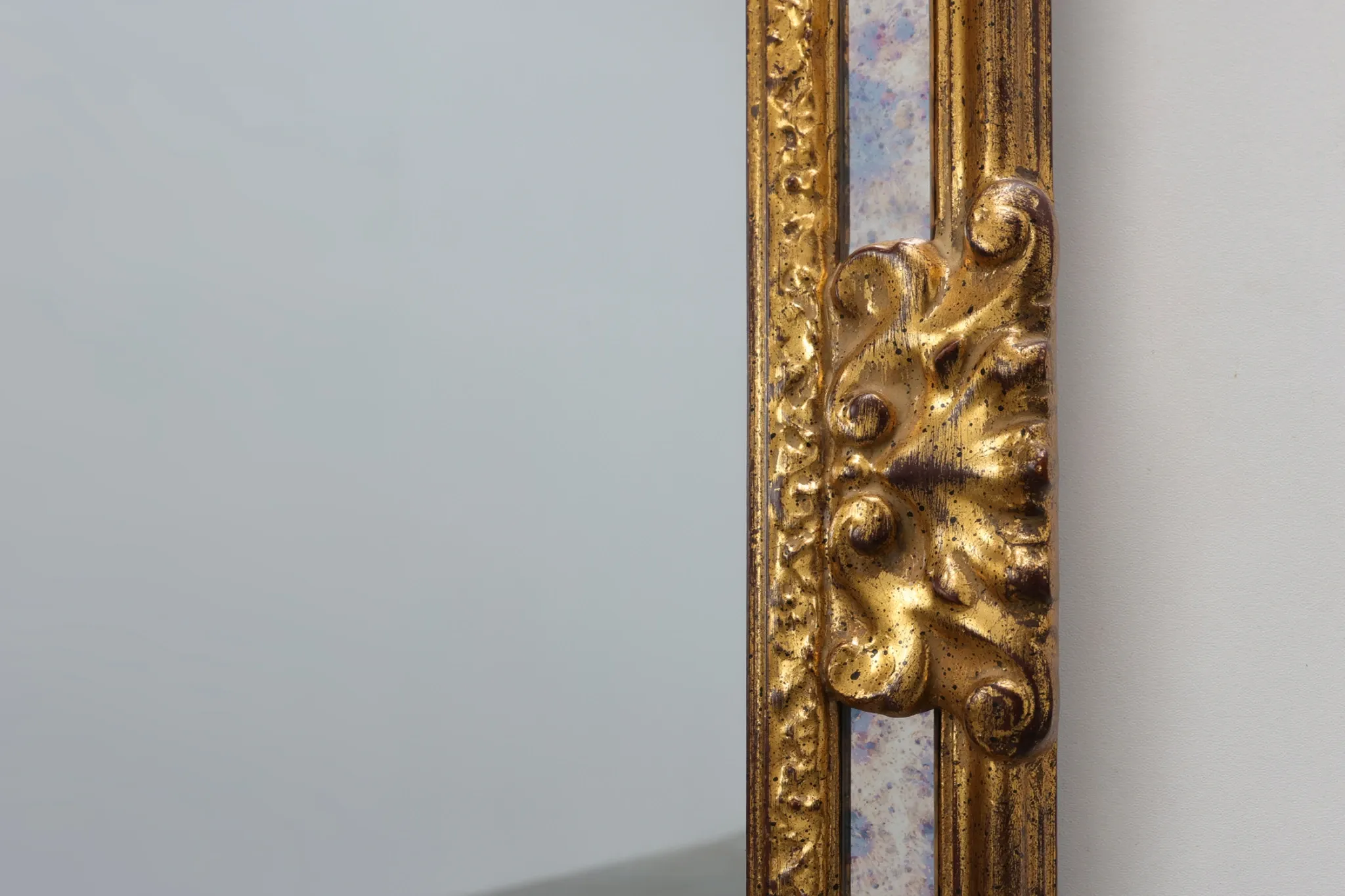 Mirror with Acanthus Crest and Marbled Borderby Deknudt, Belgium, 20th Cent