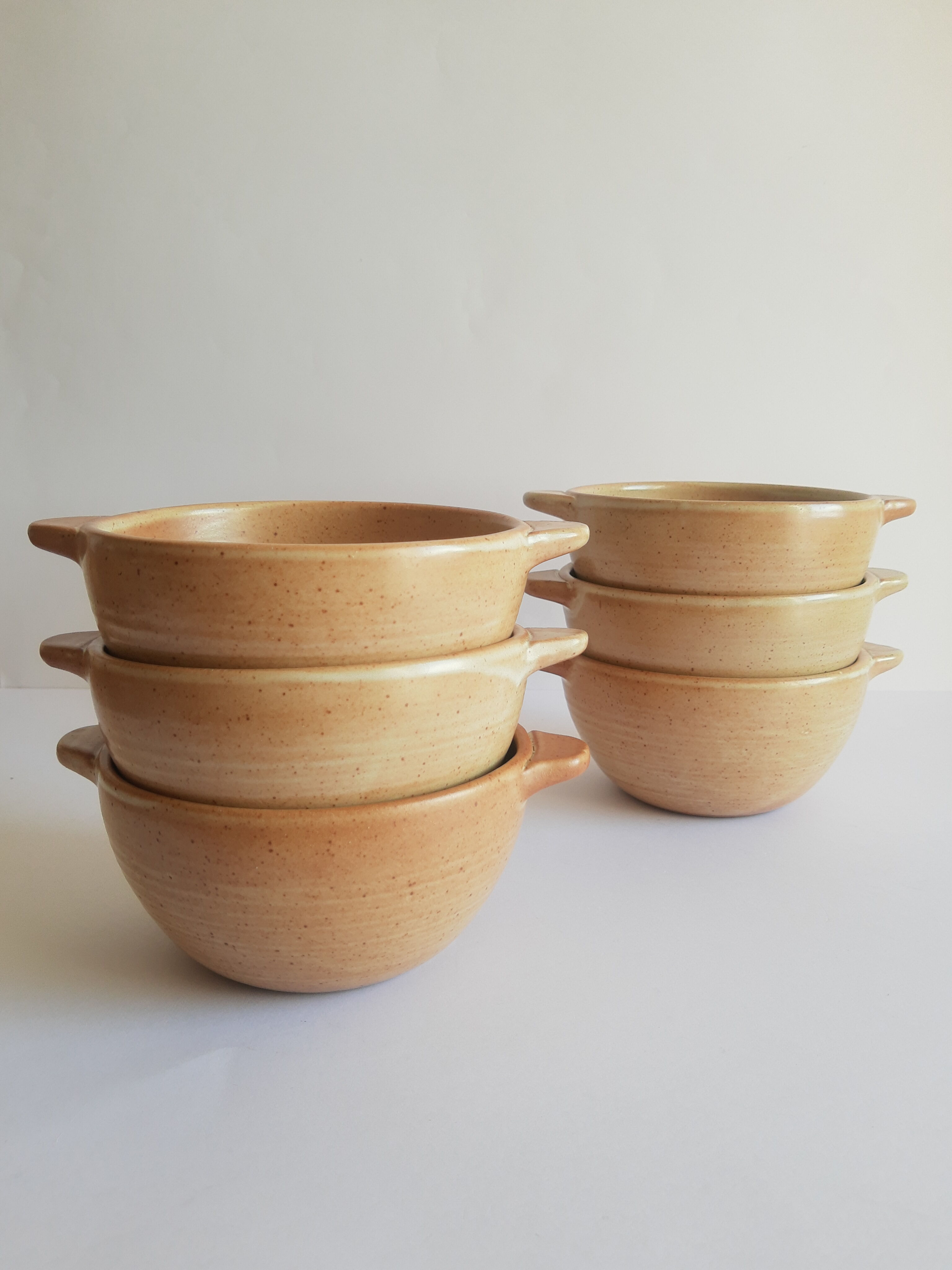Set of 6 ear bowls in gres cnp gres village France vintage old