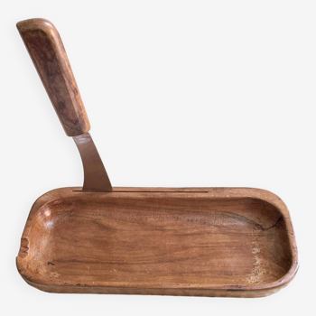 Butter dish with its handcrafted olive wood serving knife