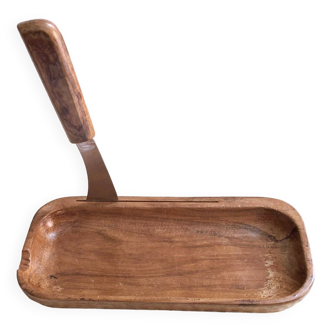 Butter dish with its handcrafted olive wood serving knife