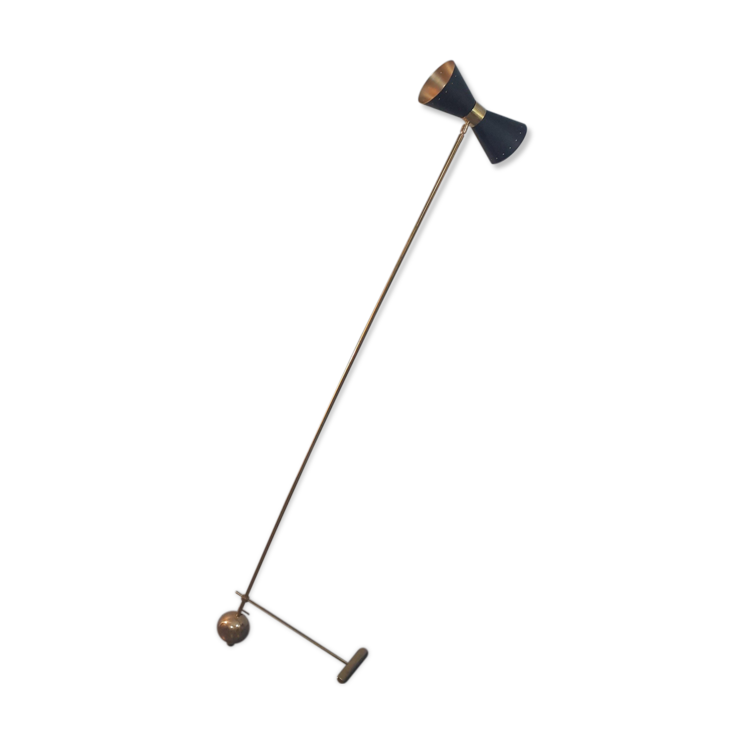 Italian Lamppost in Ball, Brass Spot diabolo double focus, Style 1950s