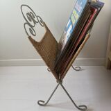 Porte-revue rotin et fer forgé shabby