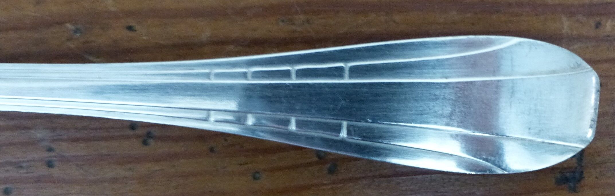 Silver metal housewife 12 cutlery and a ladle