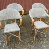 Lot of 4 chairs terrace bistro type "Parisian" brown and beige