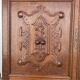 Pair of old carved wooden door panels Bas relief (oak)