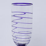 Vase en verre de Murano transparent et filet bleu