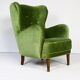 Danish lounge chair in green velvet, 1950s