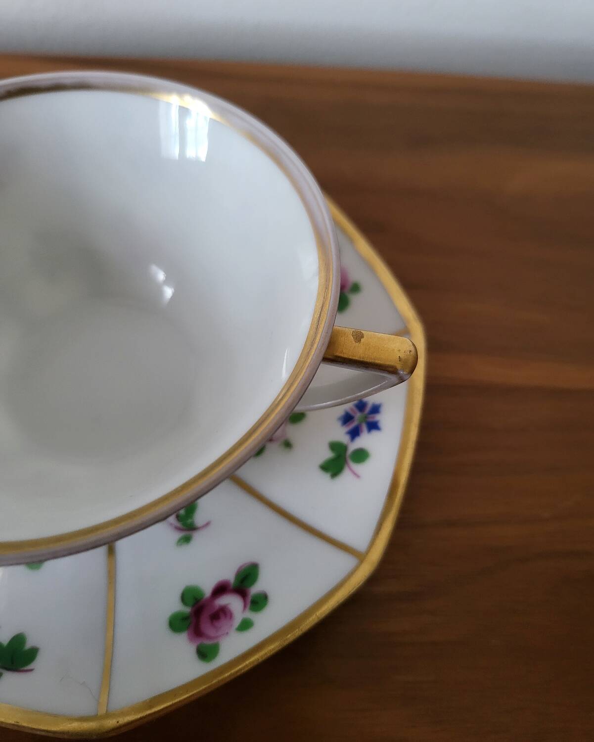 Limoges Porcelain Cup with Decor of Barbel Fish and Roses