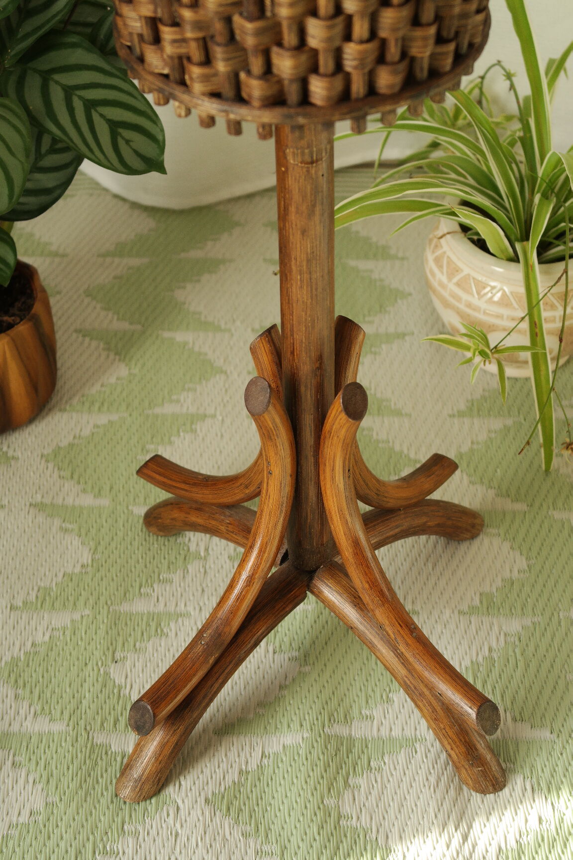 Sole-on-foot door in vintage braided reeded curved wood