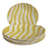 Manufacture de salin 6 assiettes plates ovales jaune motif zebré