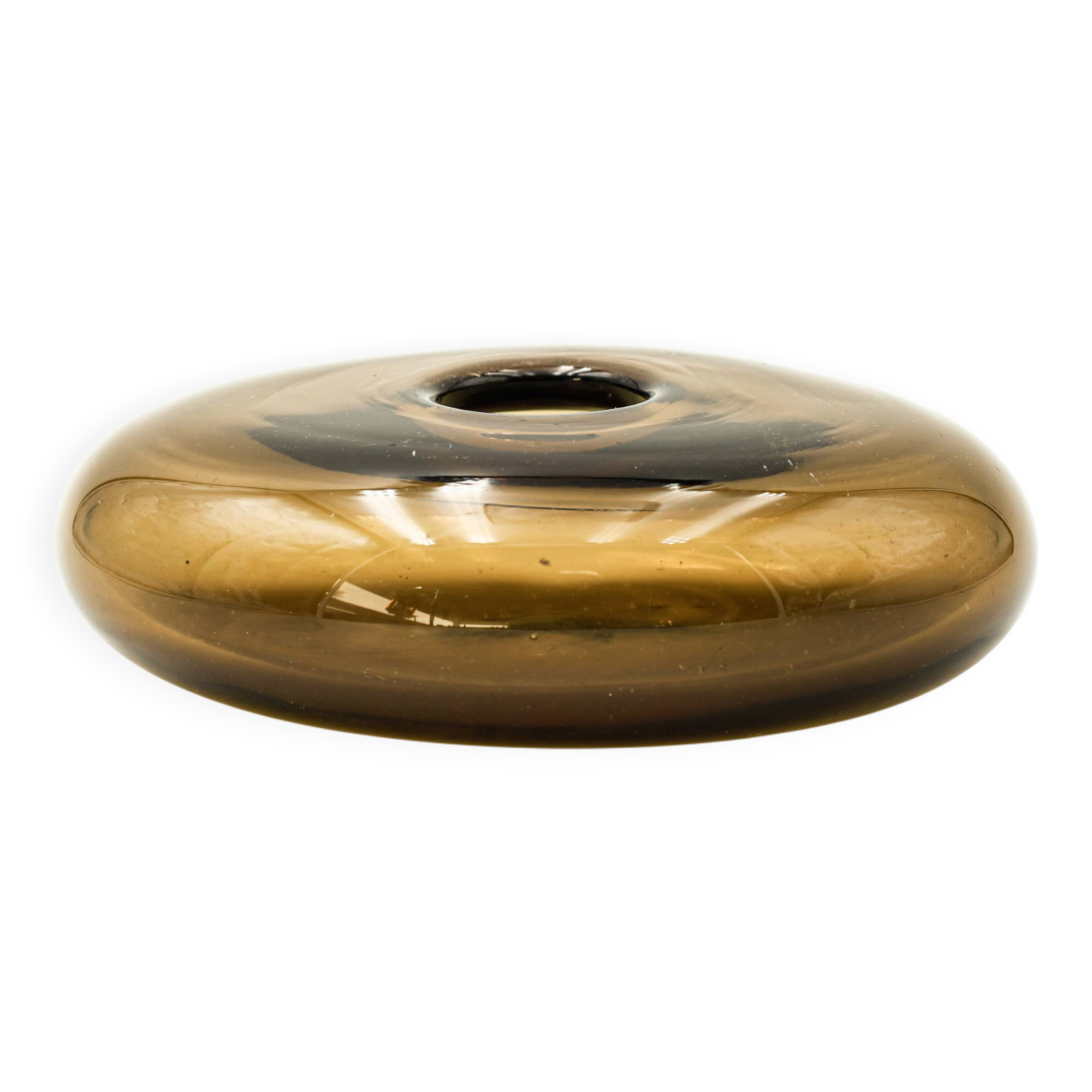 Vintage Scandinavian design smoked glass vase free form