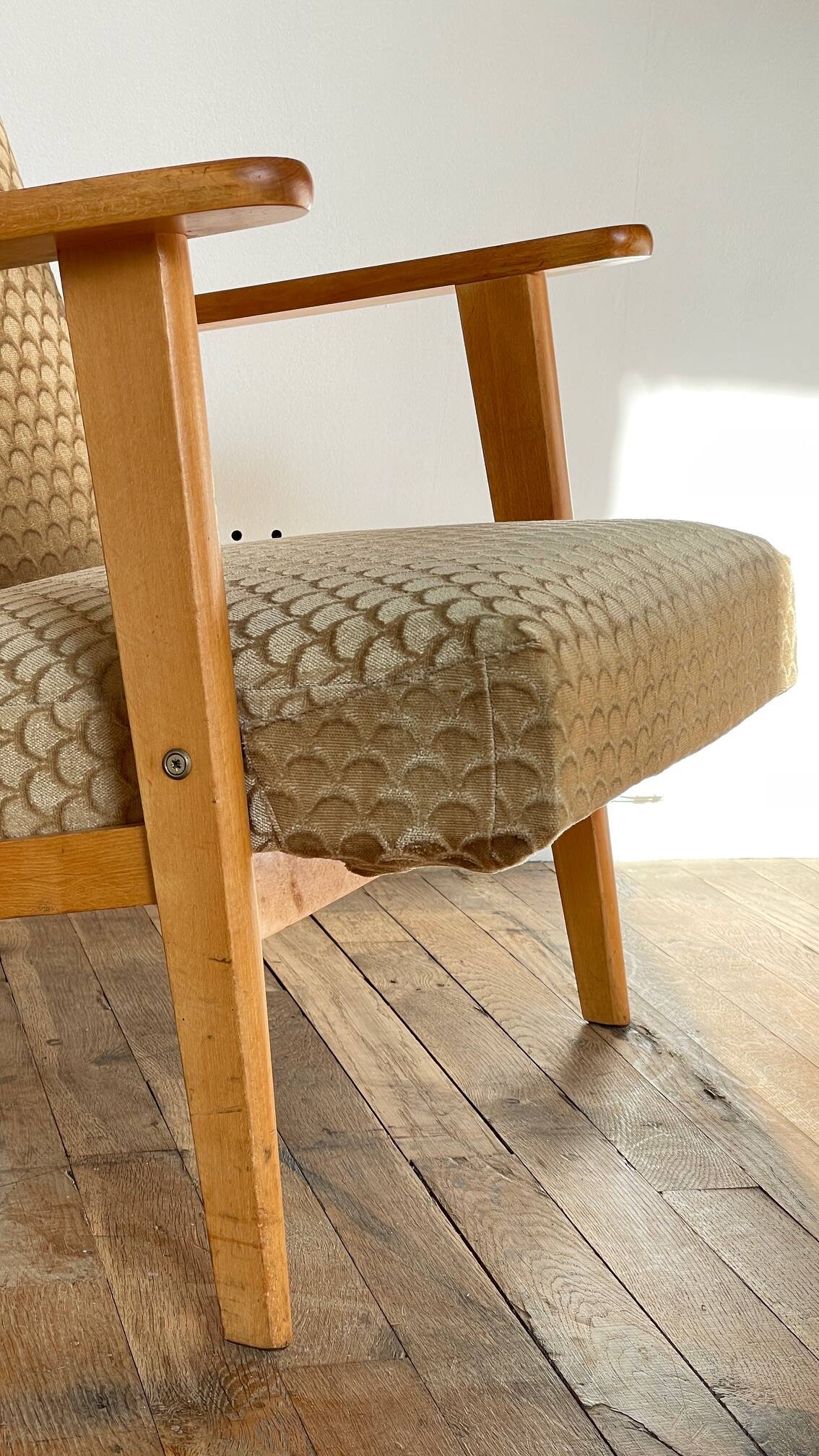 Pair of Manucere armchairs with vintage compass legs