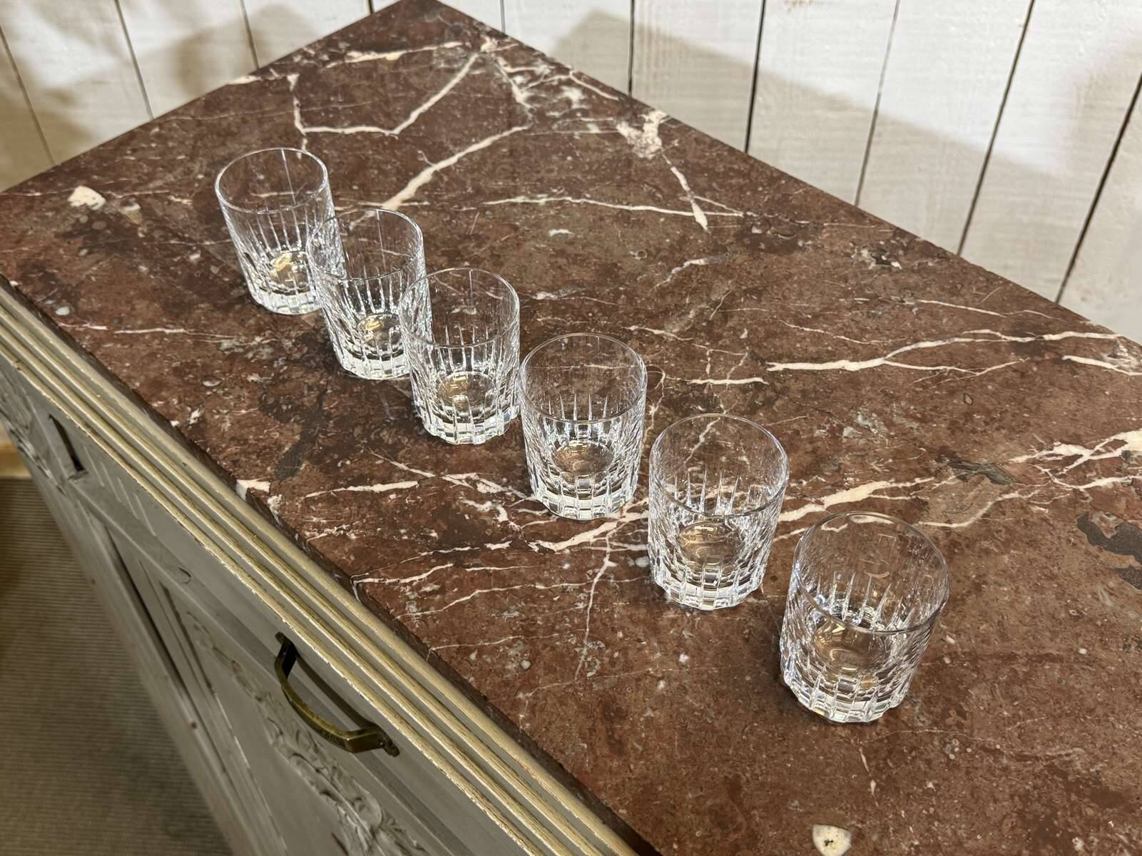Set of 6 crystal whisky tumblers from Baccarat, Rotary model.