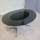 Vtg Mid Century 4 - 6 Seat Glass Aluminium Pedestal Dining Table Retro 60s 70s