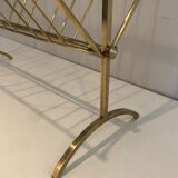 Folding magazine holders in brass and wood, around 1960