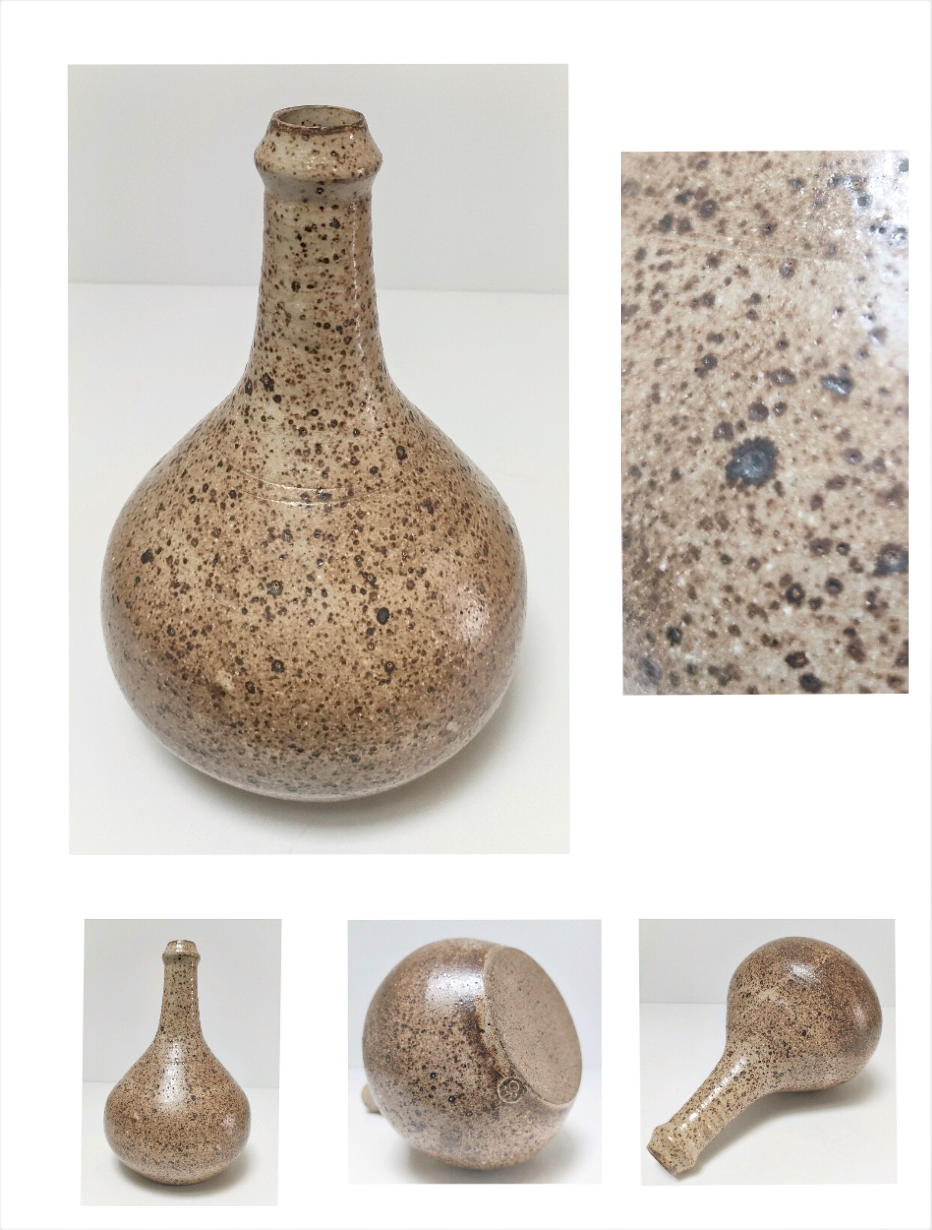 vase soliflore pansu sandstone pyrité signed