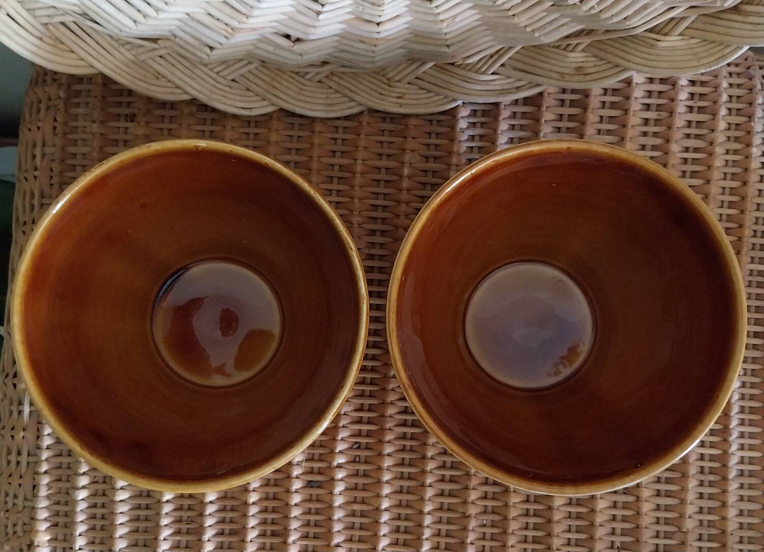 Antique faceted earthenware bowls