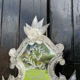Miroir vénitien en verre de Murano incolore, vers 1940