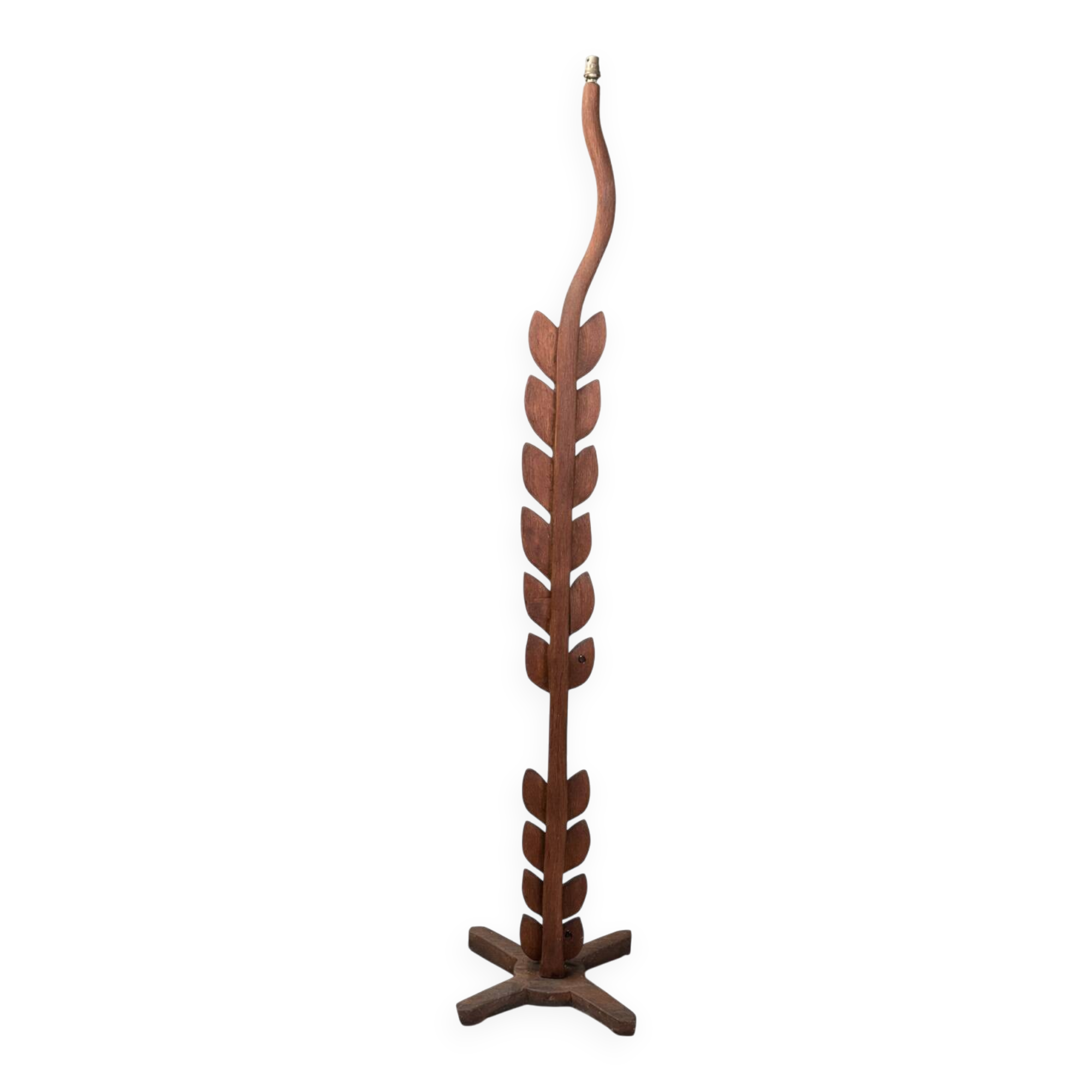 Sculptural floor lamp in solid wood