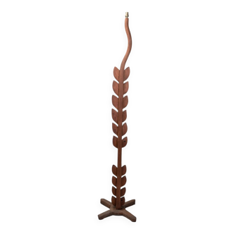 Sculptural floor lamp in solid wood