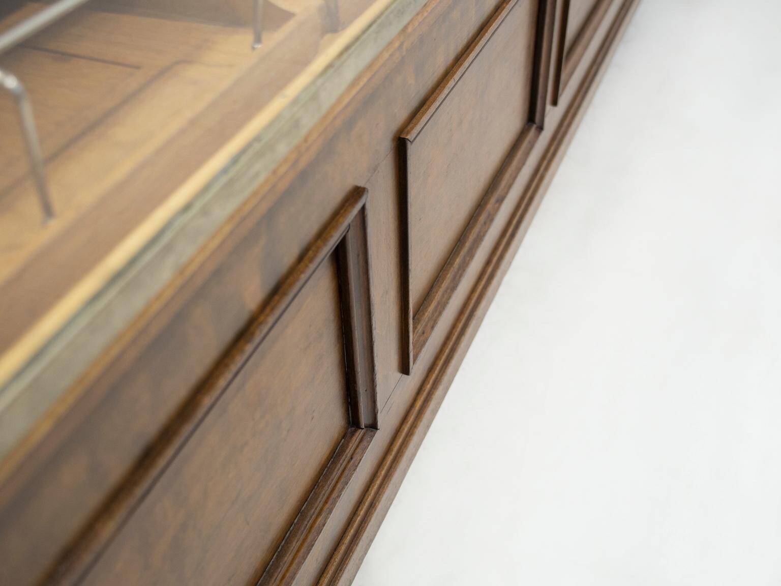 Shop counter made of birch and oak with twenty drawers, 1940s.